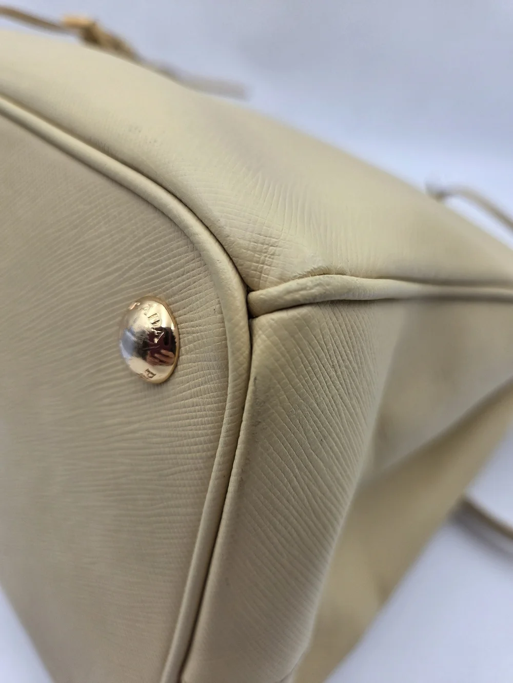 Prada Galleria Large Saffiano Leather Travertine Stone, Auth, w/COA